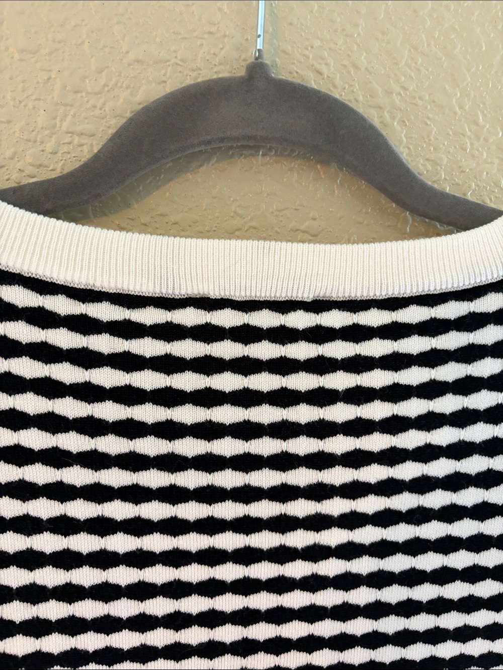 Adrianna Papell Black and White Striped Short-Sleeve Knit Top - Picture 10 of 11